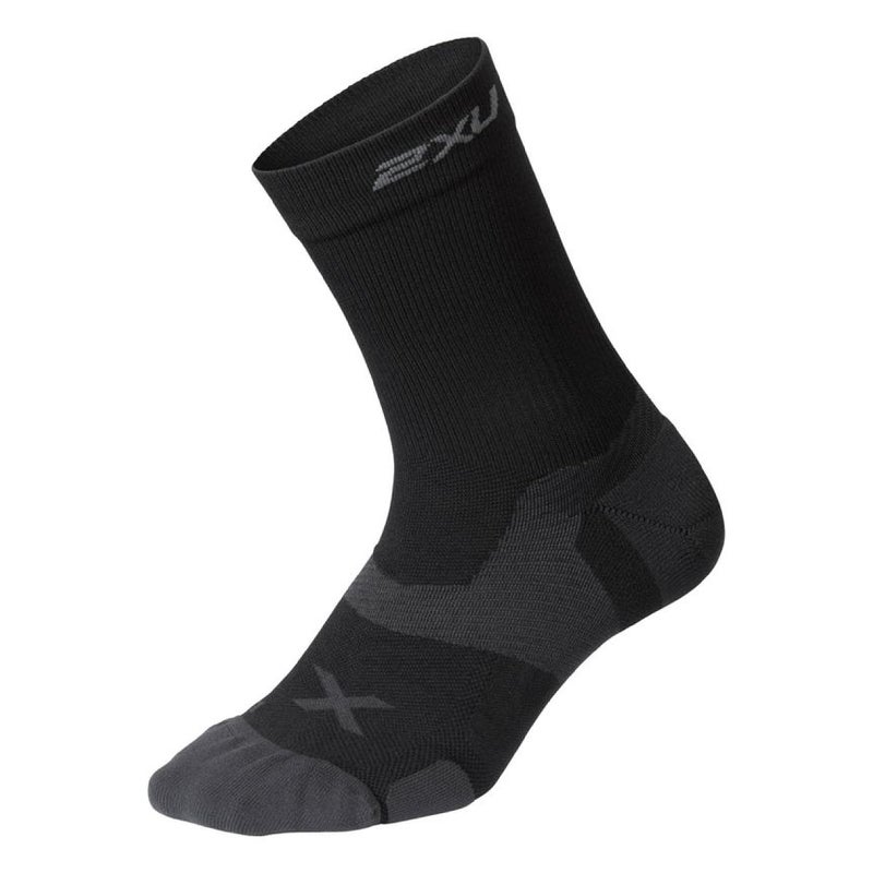 2XU Unisex Vectr Cushion Crew Socks - Sports Performance Socks - Black/Titanium - Size Small (Men's Size 3.5-5.5, Women's Size 5-7) - Image 1